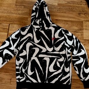 Nike sportswear club,  swoosh men’s sweater, black and white, no marks